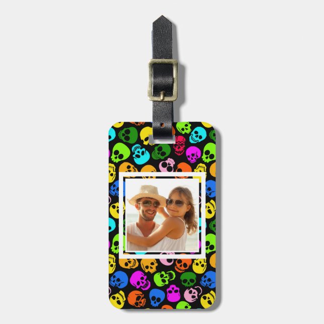 Färgrikt döskallarmönster för beställnings- foto i bagagebricka (Vertikal Framsida)