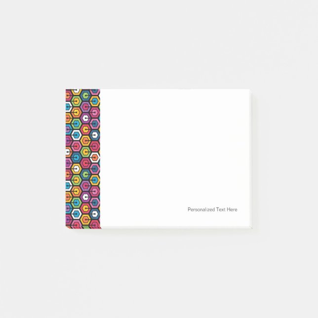 Färgrikt geometriskt mönster med sexhörningar post-it block (Framsida)