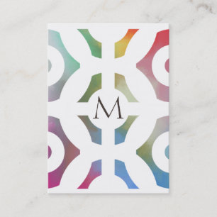 Färgrikt geometriskt mönster och Monogram Visitkort
