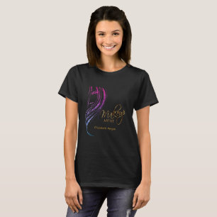 Färgrikt glitter modellerar flickasminkkonstnäre t-shirt
