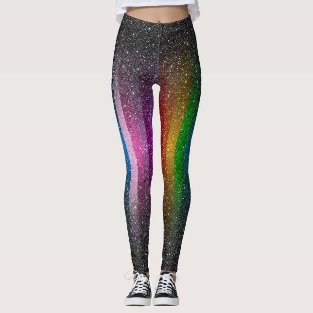 Färgrikt glitter Sparkles damasker Leggings (Framsida)