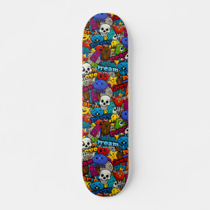 Färgrikt grafittiteckenmönster mini skateboard bräda 18,5 cm