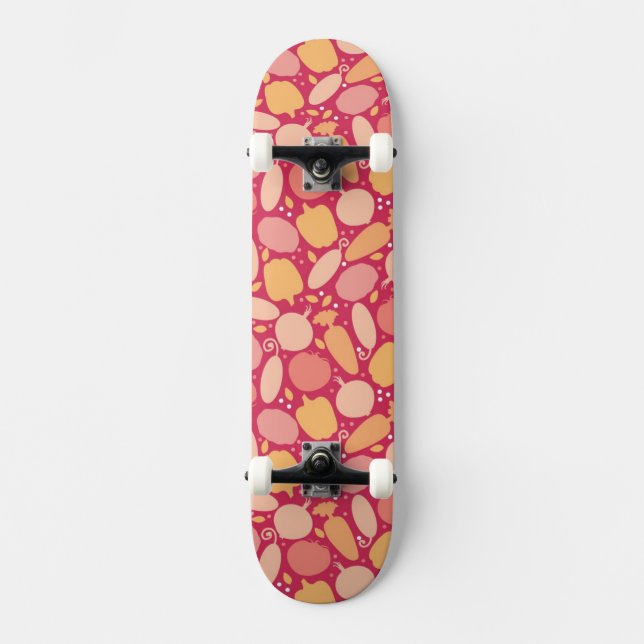 Färgrikt grönsakmönster mini skateboard bräda 18,5 cm (Framsida)