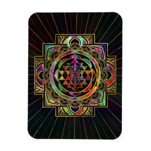 Färgrikt guld inramade Sri Yantra Sri Chakra Magnet
