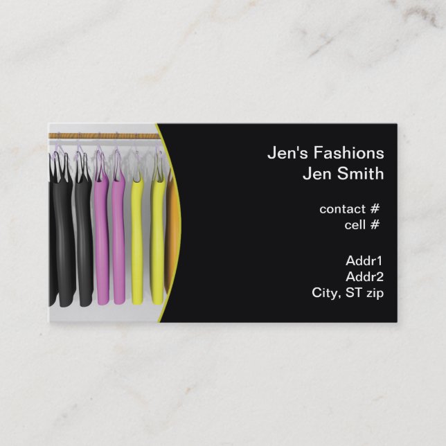färgrikt hänga för klänningar visitkort (Framsida)