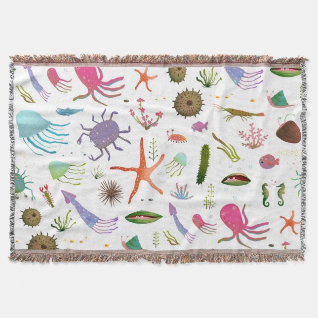 Färgrikt havsliv mysfilt (Framsidan)