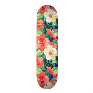 Färgrikt hibiskusmönster skateboard bräda 20,5 cm