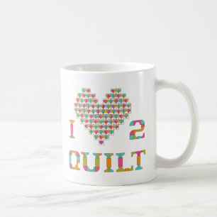 Färgrikt hjärta- och typografitäckemönster kaffemugg
