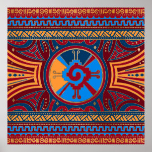 Färgrikt Hunab Ku Mayan symbol #3 Poster