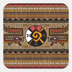 Färgrikt Hunab Ku Mayan symbol #5 Fyrkantigt Klistermärke