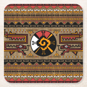 Färgrikt Hunab Ku Mayan symbol #5 Underlägg Papper Kvadrat