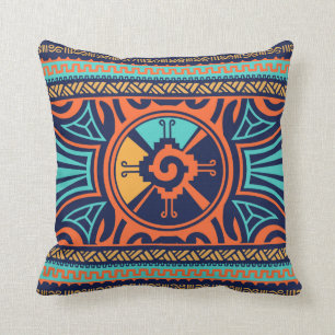 Färgrikt Hunab Ku Mayan symbol Kudde