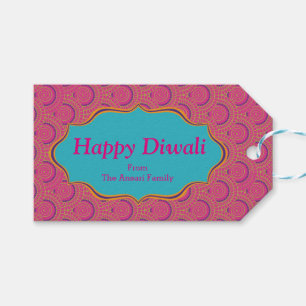 Färgrikt indiskt mönster Diwali Presentetikett