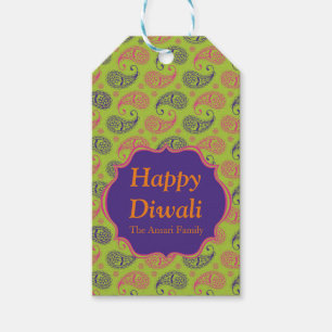 Färgrikt indiskt mönster Diwali Presentetikett
