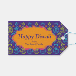 Färgrikt indiskt mönster Diwali Presentetikett