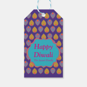 Färgrikt indiskt mönster Diwali Presentetikett