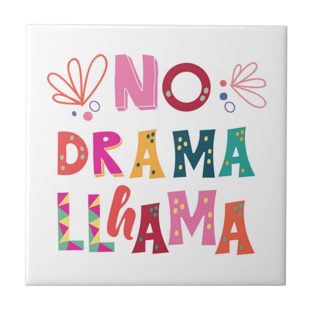 Färgrikt ingen dramaLlama Kakelplatta (Framsidan)
