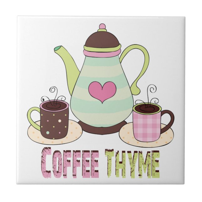 Färgrikt kaffe belägger med tegel kakelplatta (Framsidan)