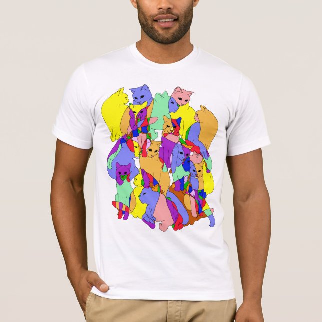 Färgrikt kattmönster t-shirt (Framsida)