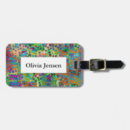 Färgrikt kvadrera abstrakt Digital för konfettiar Bagagebricka