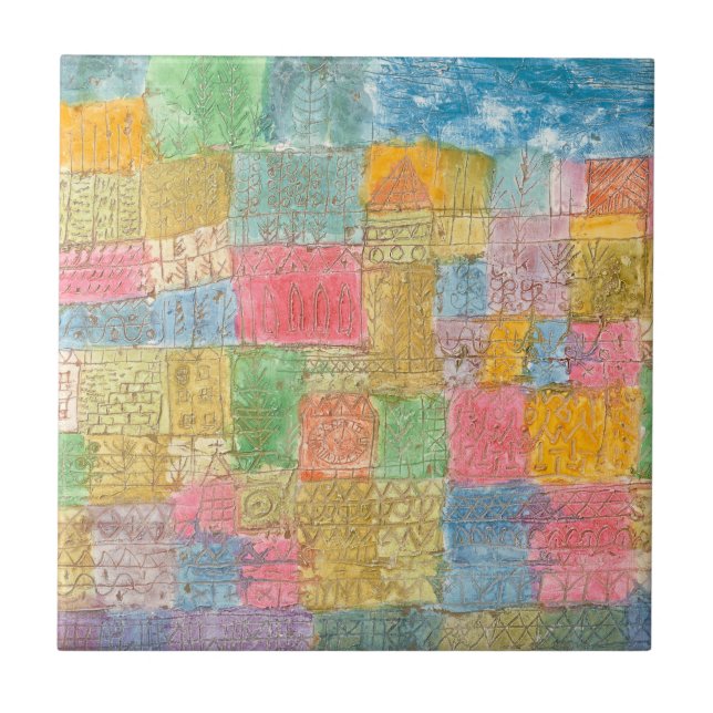 Färgrikt landskap - Paul Klee Kakelplatta (Framsidan)