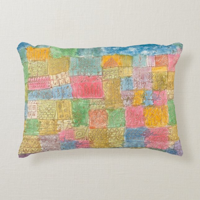 Färgrikt landskap - Paul Klee Prydnadskudde (Framsidan)