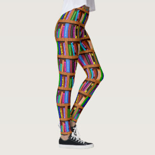 Färgrikt läs- mönster för bokbibliotekbokhylla leggings