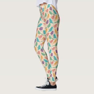 Färgrikt lite fågelmönster leggings