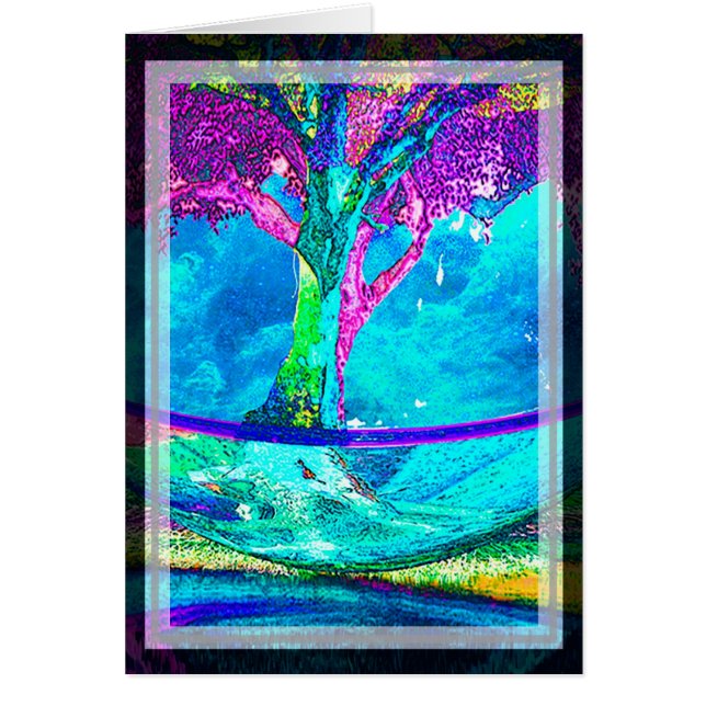 Färgrikt livets trädkonstverk av Amelia Carrie in Hälsningskort (Framsidan)