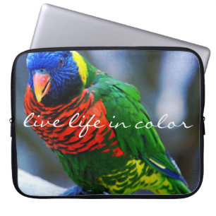Färgrikt Lorikeet fågelfoto "levande liv i färg", Laptop Sleeve