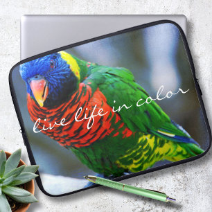Färgrikt Lorikeet fågelfoto "levande liv i färg", Laptop Sleeve
