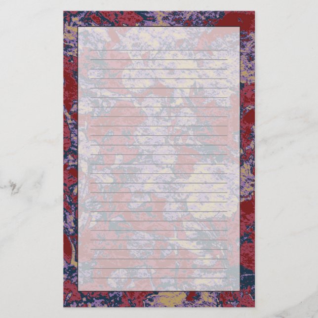 Färgrikt löv- och blommakamouflagemönster brevpapper (Framsida)