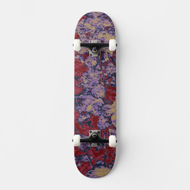 Färgrikt löv- och blommakamouflagemönster old school skateboard bräda 18 cm (Framsida)
