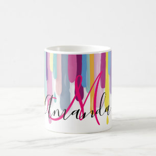 Färgrikt måla den abstrakt monogramen för kaffemugg
