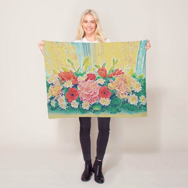 Färgrikt måla för blommor fleecefilt (På plats)