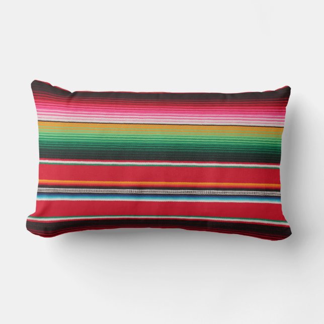Färgrikt mexicanskt traditionellt Serape tryck Lumbarkudde (Framsida)