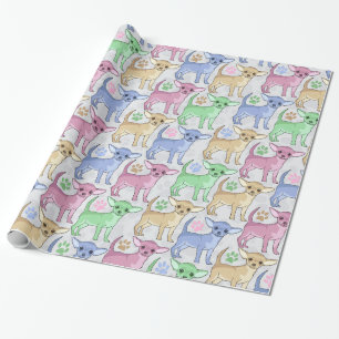 Färgrikt mönster för Chihuahuaälskare Presentpapper