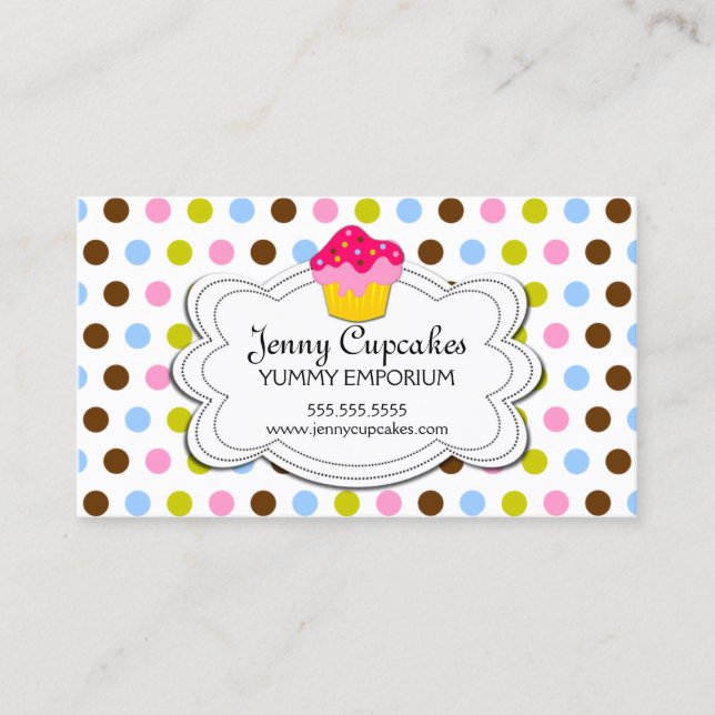 Färgrikt muffinbageri visitkort (Framsida)