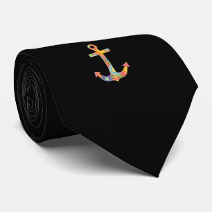 Färgrikt nautiskt ankrar manar Tie Slips