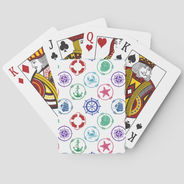 Färgrikt nautiskt mönster casinokort (Baksidan)