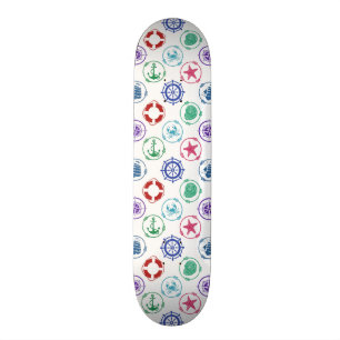 Färgrikt nautiskt mönster old school skateboard bräda 21,6 cm