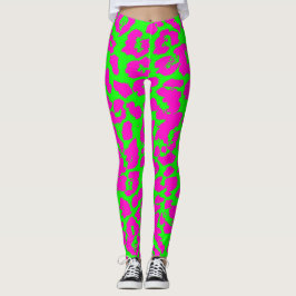 Färgrikt neonLeopardtryck Leggings
