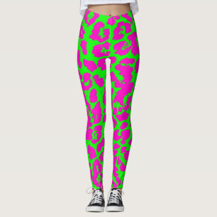 Färgrikt neonLeopardtryck Leggings