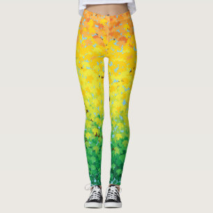 Färgrikt Ombre för nedgånglövverklönnlöv mö Leggings