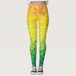 Färgrikt Ombre för nedgånglövverklönnlöv mönster Leggings