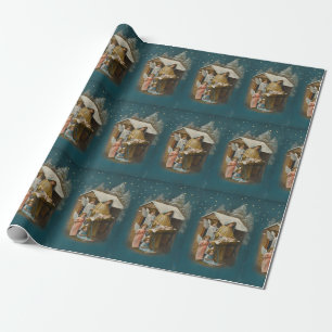 Färgrikt papper för vintagejulkrubbagåva presentpapper