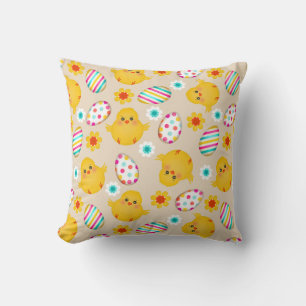 Färgrikt påskägg- och chickmönster kudde