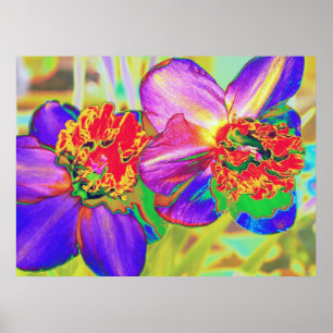 Färgrikt påskliljatryck poster