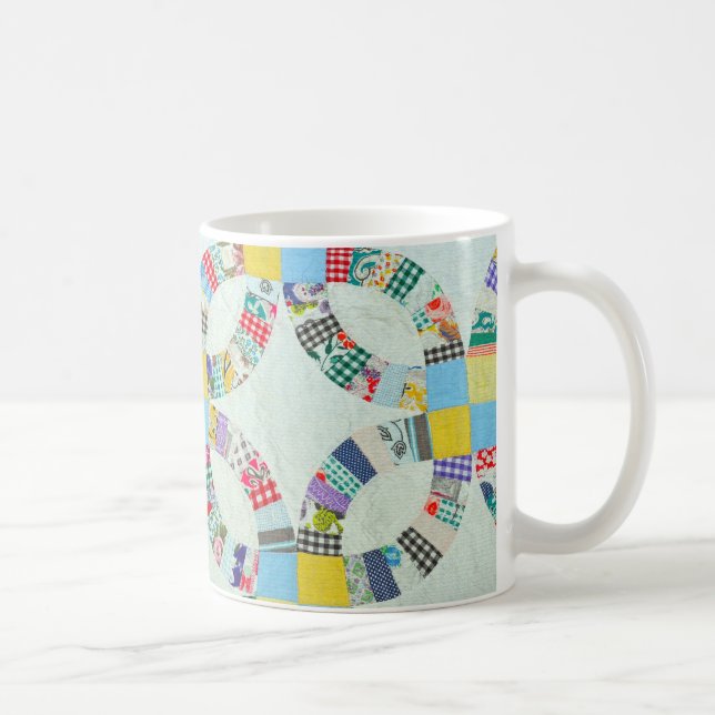 Färgrikt patchworktäcke kaffemugg (Höger)