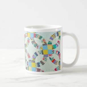 Färgrikt patchworktäcke kaffemugg